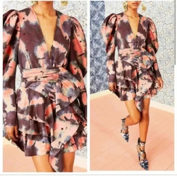NWT Ulla Johnson Semira Silk‎ Tie-Dyed Mini Dress size 0 - Picture 3 of 12